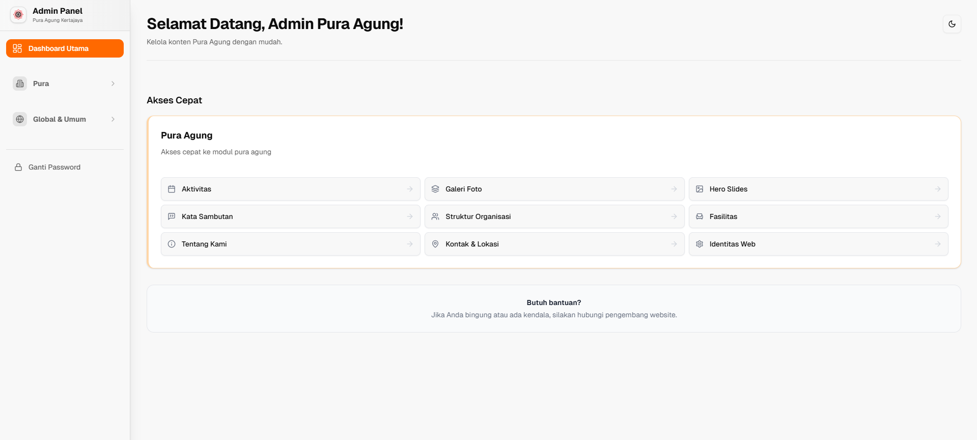 Dashboard | Pura Admin Docs